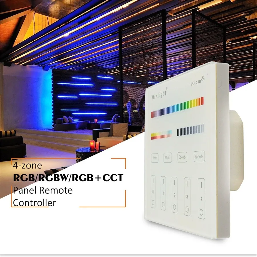 Milight T4 AC85-265V 4-Zone RGB+CCT Smart Touch Panel Remote Controller