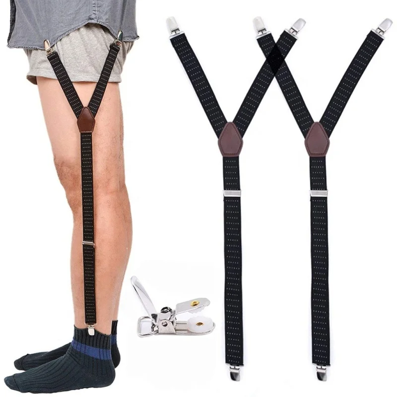 Non-slip Clamps Leg Suspenders Shirt Garters Y Shape Adjustable Elastic Shirt Holders Best Shirt Stays