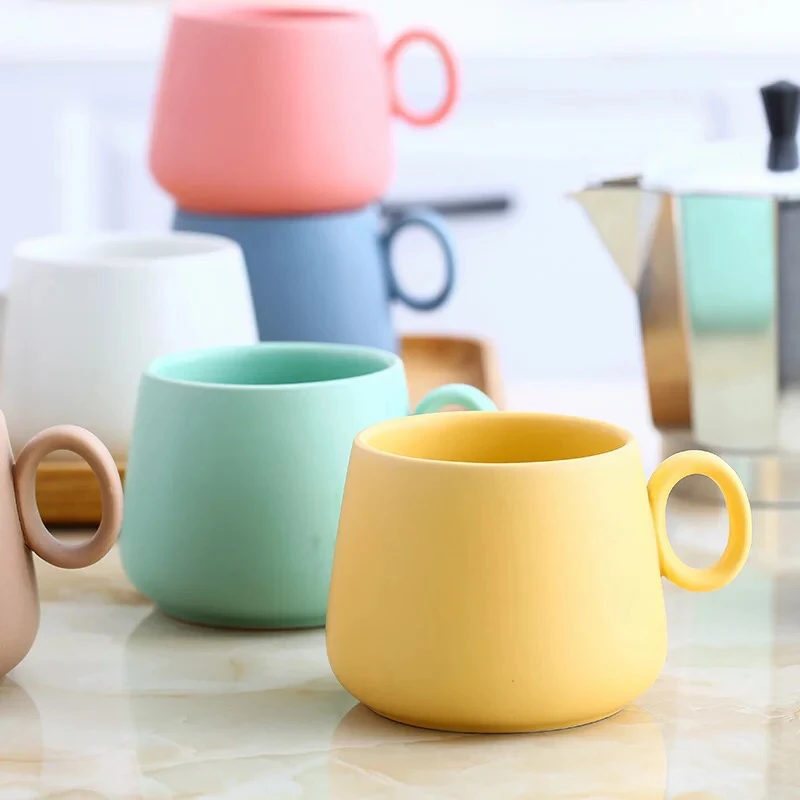 Solid Color Matt Unique Ceramic Soup Mugs Glazed Wholesale 250ml