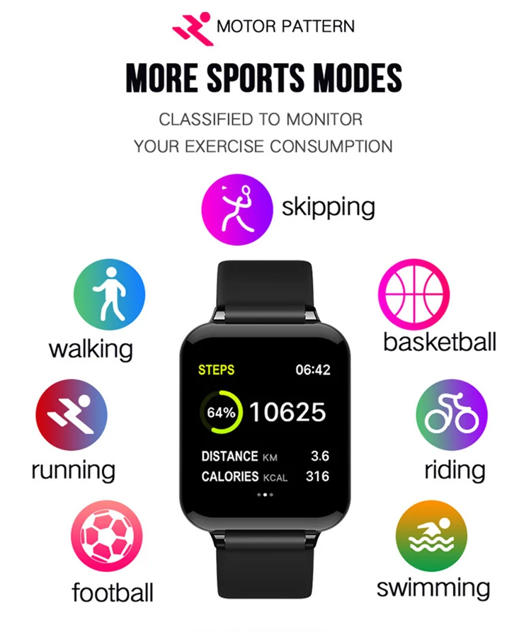 Free shipping to usa 2020 hot selling B57 bracelet touch screen 1.3 inch colorful IP67 blood pressure sport smart watch band