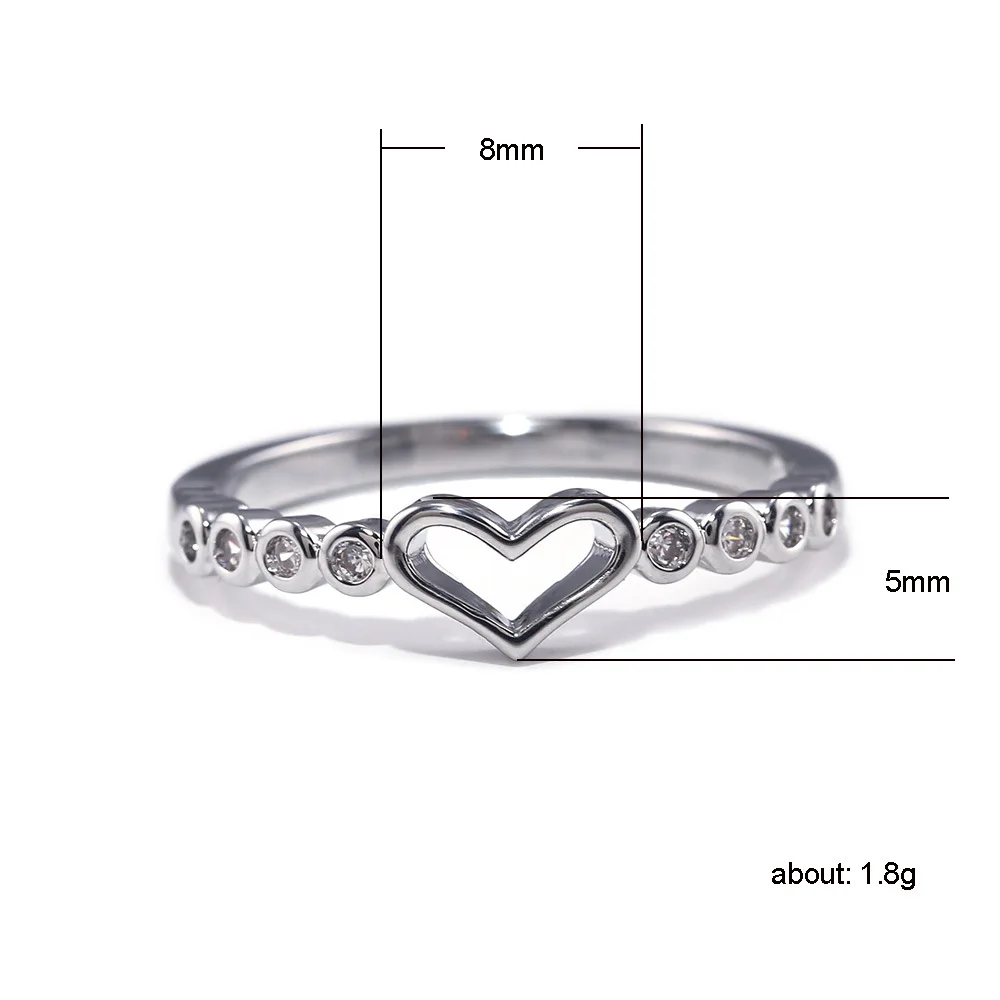 Kleiner frischer Liebes ring Einfache versilberte Schmuckstucke Herzformige Ring designs fur Madchen