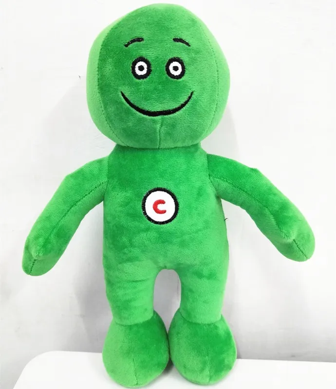 custom green soft doll plush baby doll with white ribbon bow