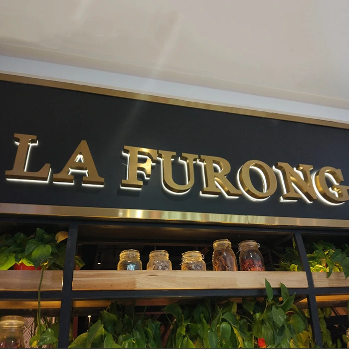 Stainless Steel Backlit Restaurant Outdoor Sign Board Designs