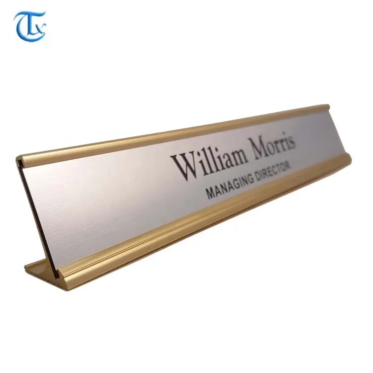 Desktop Name Plate Sign Aluminum Office Nameplate Holder,Yellow Gold 10 ...