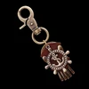 3D crystal Diamond genuine leather keychain, antique bronze metal alloy plated souvenir key chain ring fobs ornaments art gifts