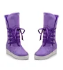 New Womens Flat Lace Up Winter Leopard Mid Calf Snow Shoes Boot PLus Size