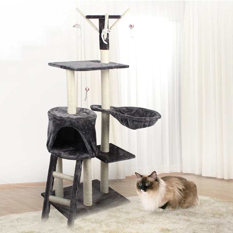 Sisal With Plush House Tree Cat Scratcher