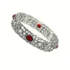Silver Filigree and Ruby Red Bejeweled Stretch Bracelet stretch cross bracelet