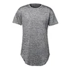 New Style Mens Gym Shorts Shirt Snow Heather 90% Polyester 10% Spandex Extended Elong Drop Tail Scallop Tee