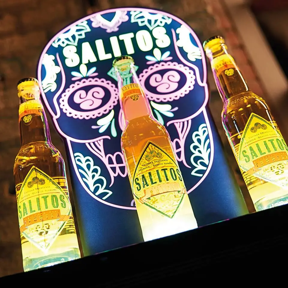 SALITOS Bottle Glorifier Skull Design Back Bar Tool Flaschen Totenkopf Neon Sign 