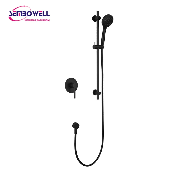 Matt Black Stainless Steel Shower Sliding Bar With Hand Shower Head And