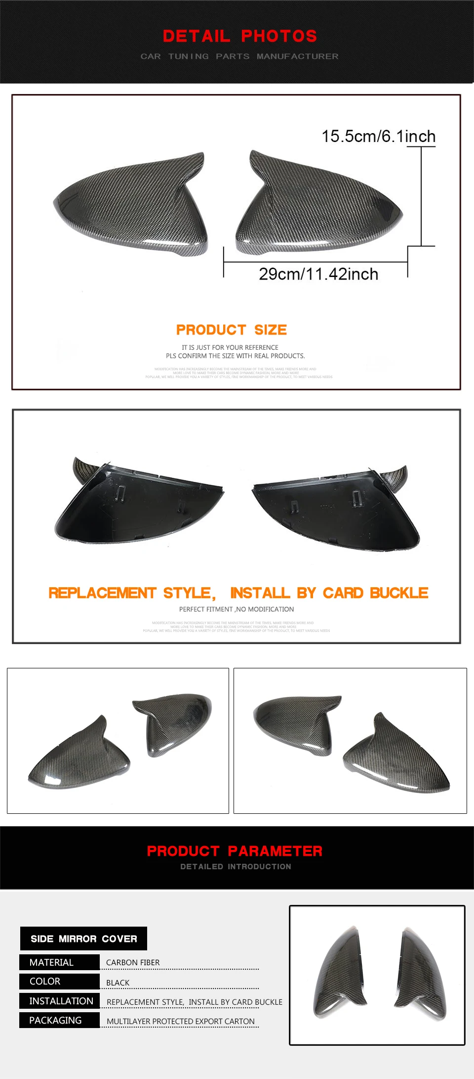 2pcs Side Door Mirror Covers Shell Rearview Mirror Cap For Dodge Charger 2010 E - Foto 7