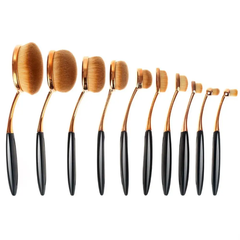 10pcs Beauty Toothbrush Shaped Foundation Power Makeup Oval Puff Brushes Set