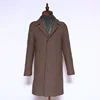 OEM khaki plaid business wool long overcoat for man winter