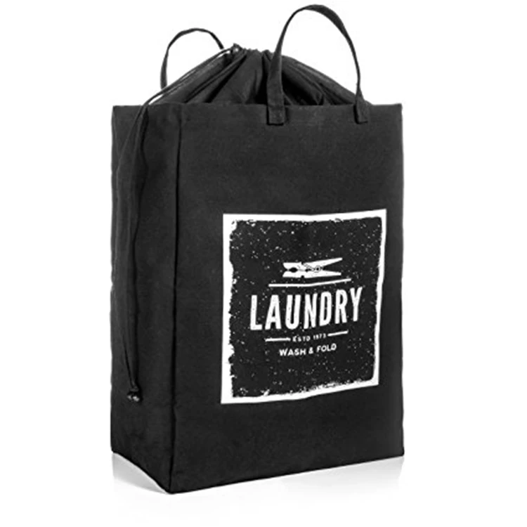 Household Essentials Drawstring Canvas Hanging Laundry Bag With Handles