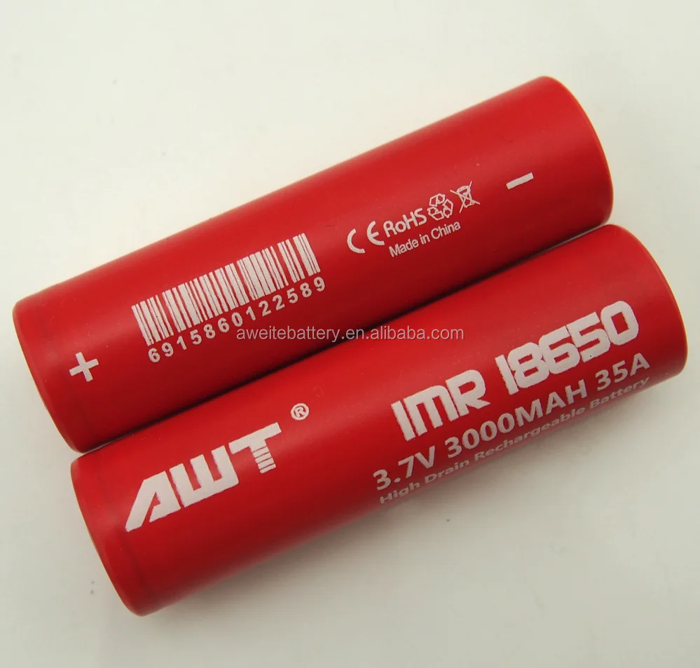 Hot!!! Red 18650 3.7v 3000mah 35a Liion Rechargeable