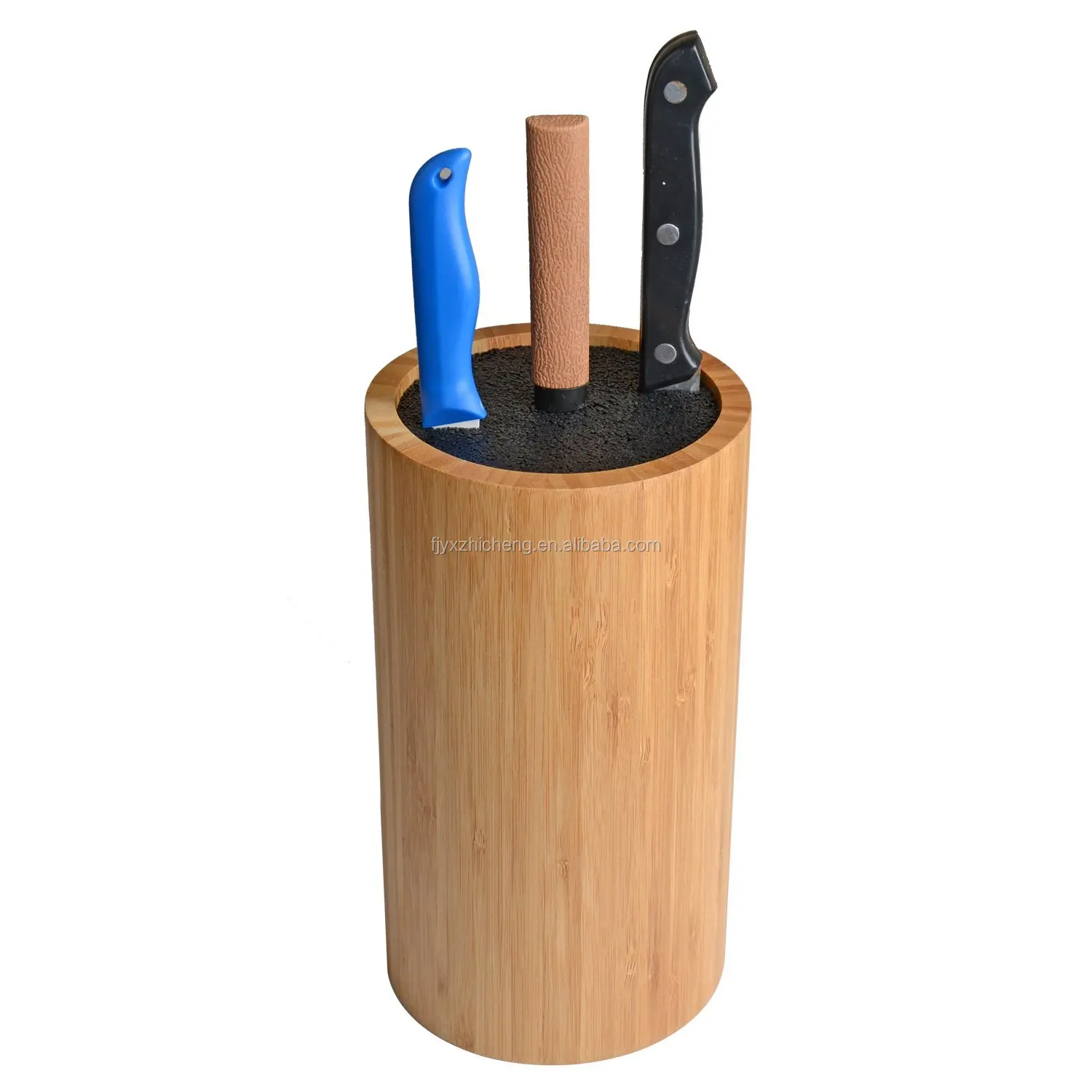 Universal Bamboo Round Knife Block Stand Holder Slotless Knife Storage