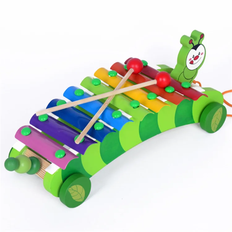 Fq Brand Green Multifunction Musical Instrument Xylophone Wooden Wheels ...