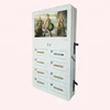 Public multi device electric safe charge station with small advertising monitor