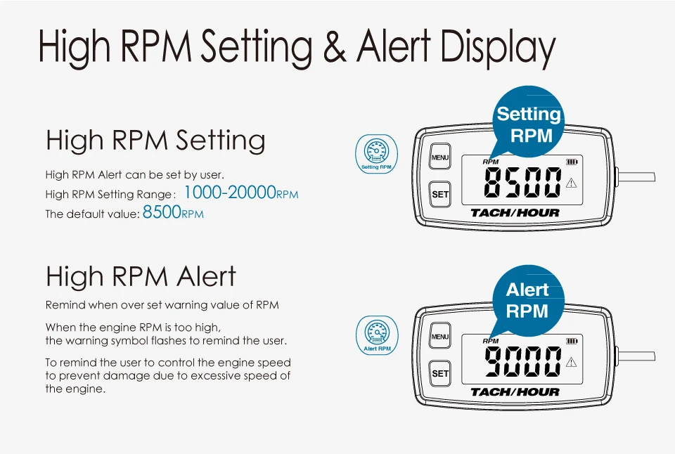 NInE-ROnG Digital Hour Meter With Backlight Maintenance Battery - Foto 5
