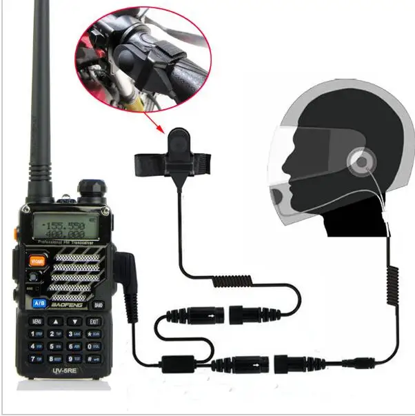 Motorcycle Full Face Helmet Headset Earpiece For Two Way Radio Baofeng