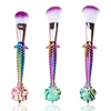 Best Selling 3pcs Colorful Mermaid Cosmetic Brush Powder Foundation Makeup Brush Set
