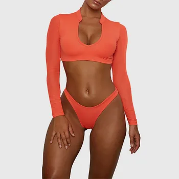 orange long sleeve swimsuit