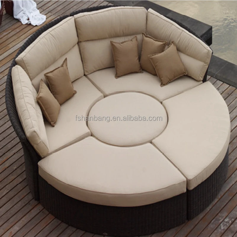 Outdoor Rattan Wicker Garden Furniture Set Round Sofa Bed For Outdoor Rattan Wicker Garden Furniture