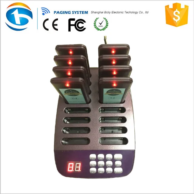 Take-out Restaurant Queue Number Wireless Food Buzzer with One Transmitter and 12 Pagers