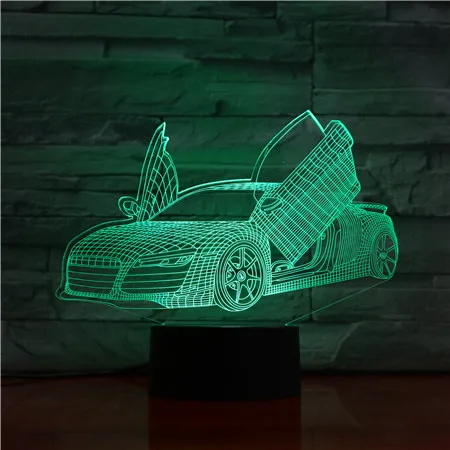 LED Lamp Car Shape 3D Night Light Touch Sensor Mulit Colors Alternating USB Rechargeable battery Lamp