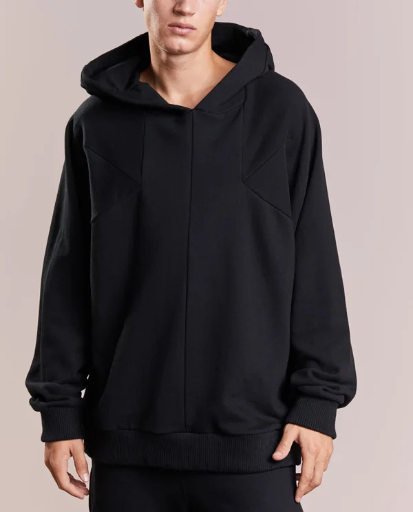 men custom solid oversized plain black hoodies
