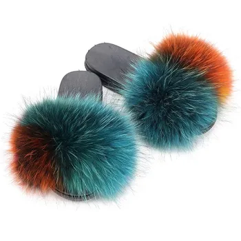 womens fox fur slides