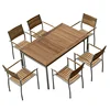 Best modern luxury patio furniture set 304 stainless steel frame teak wood 9 piece table chairs outdoor garden furniture