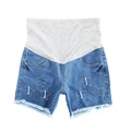 2016 Fashion Maternity Clothes Plus Size Blue Denim Shorts For Pregnant Women Summer All match Printed