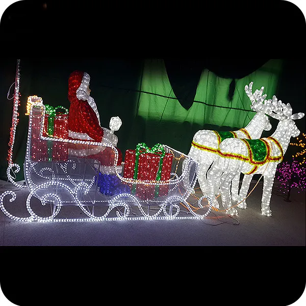 3d Christmas Lighting Deer Led Lighted Outdoor Santa Sleigh And Deer ...