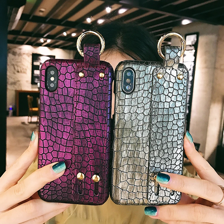 Luxury Ladies Wrist Strap Leather Mobile Back Cover For Iphone Xr