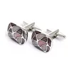 Low MOQ Purple Rectangle Enamel Cuff Links Men's Design Cufflinks