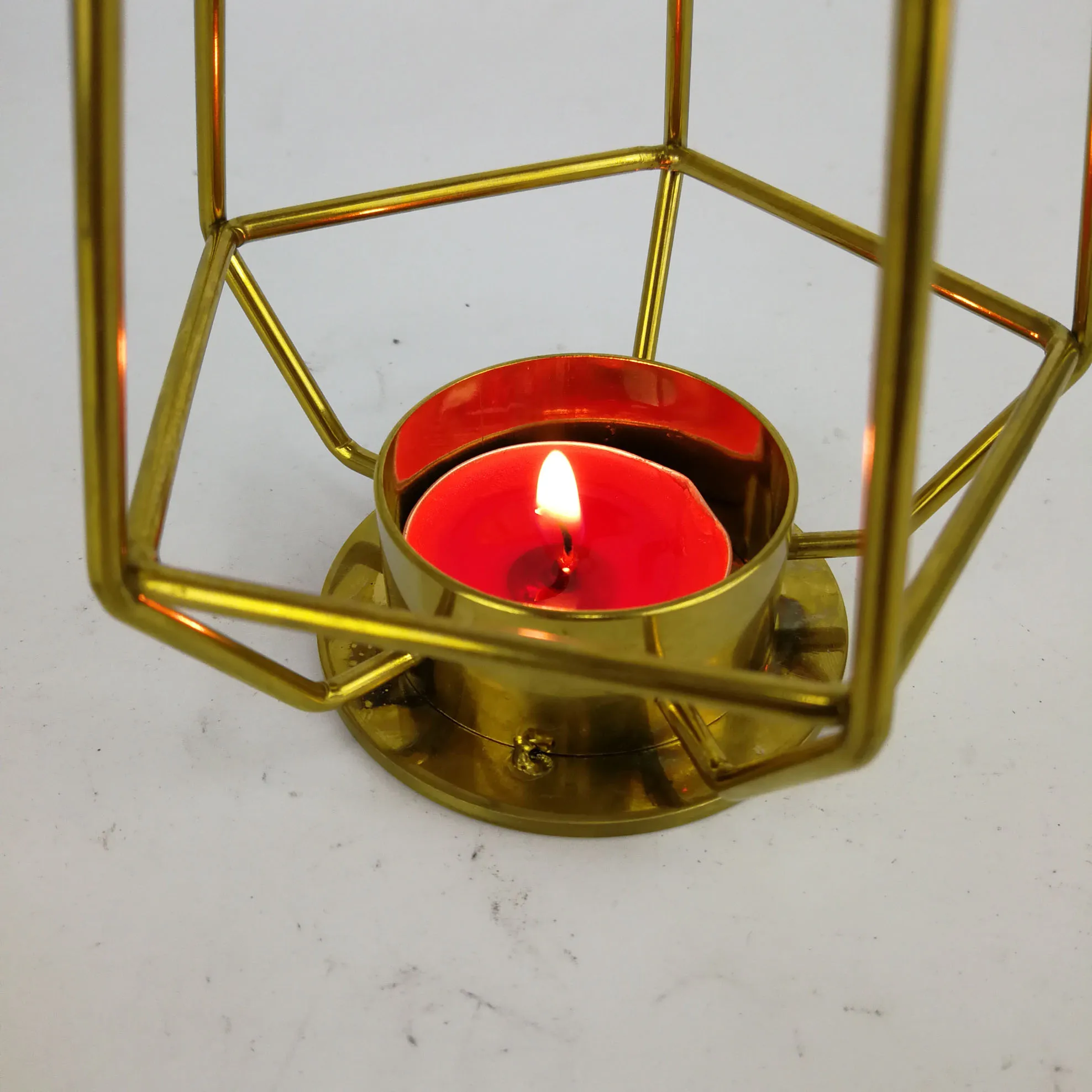 Stainless Steel Geometric Votive Candle Holder Decorative Small Candle Holder For Table