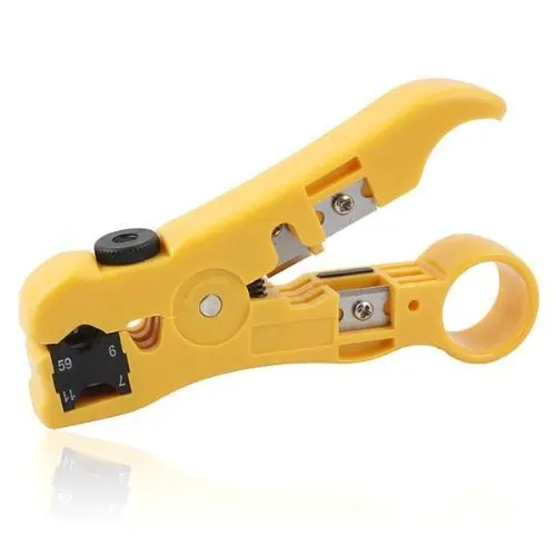 BlueCosto Wire Stripper Cutter for Round / Flat UTP Cat5 Cat6 Coax Coaxial Cable Stripping Universal Tool