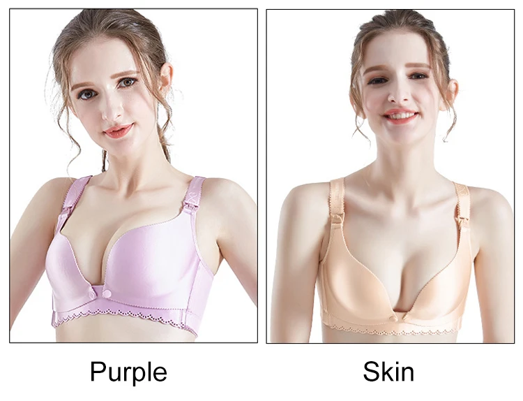 New Fashionable Seamless Cotton Lace Front Open Maternity Nursing Bra.jpg