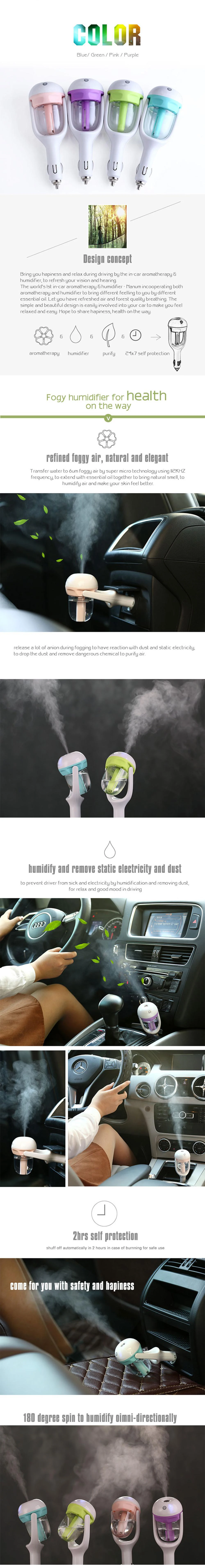 Car Aroma Diffusers & Car Humidifiers,Portable Mini Essential Oil Diffuser Aromatherapy Humidifier