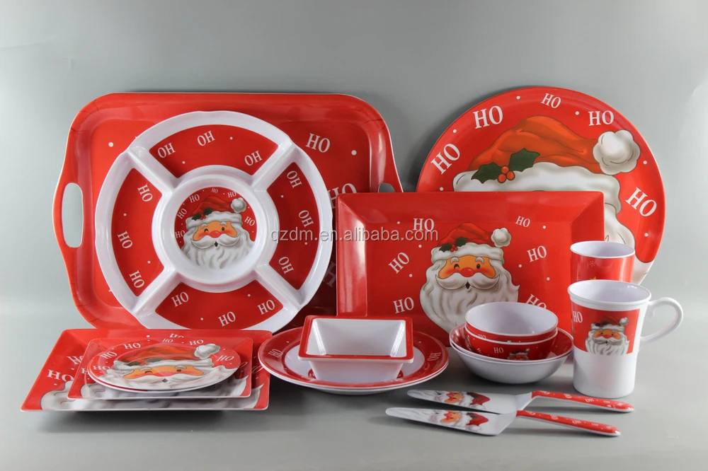 Set Of 8 Pieces Melamine Tableware For Christmas