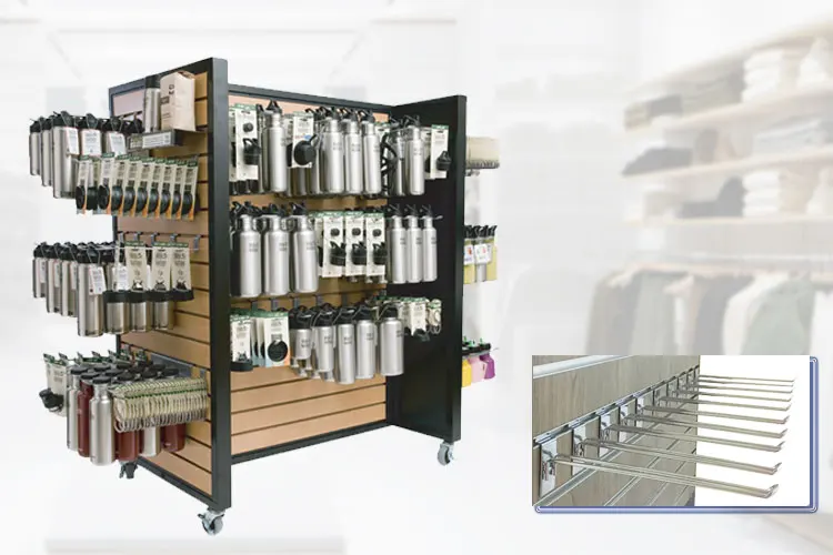 Slatwall Clothing Display Racks Custom Stand Wood Slat Board Wall Display Wood Freestanding