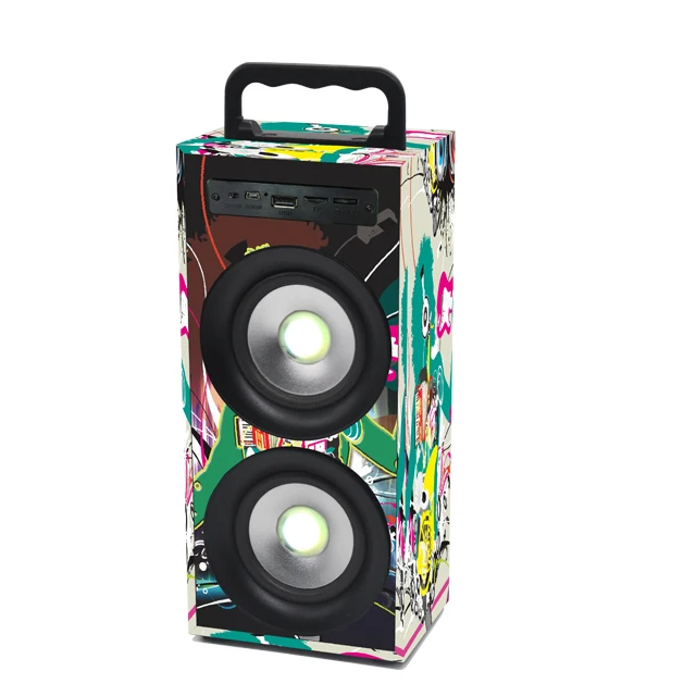 Outdoor Portable Party Graffiti Wooden Speaker Audio Player Use Computer Mobile Phone Wireless Bluetooths Speakers - ANKUX.COM