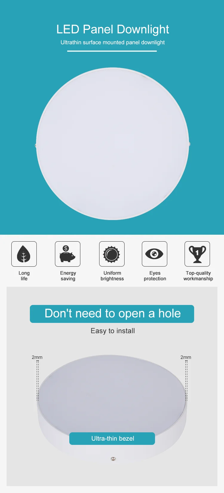 high power surface mounted round 18W/24W/30W led ceiling lighting