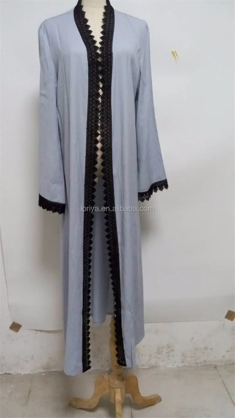 Jilbab Simple Abaya Kimono Front Open Dubai Style Muslim 