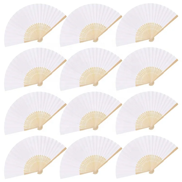 Bulk Wholesale Promotional Custom Logo Hand Held Paper Fan Plain Paper