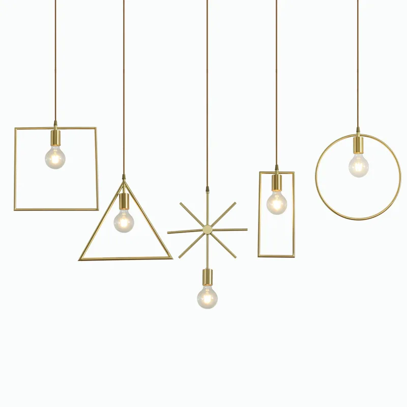 UK Geometric Metal Decor Indoor Hanging Edison Gold Chandelier Light Bulbs Modern Ceiling Lamps 2020 Light Fixtures for Home Bar