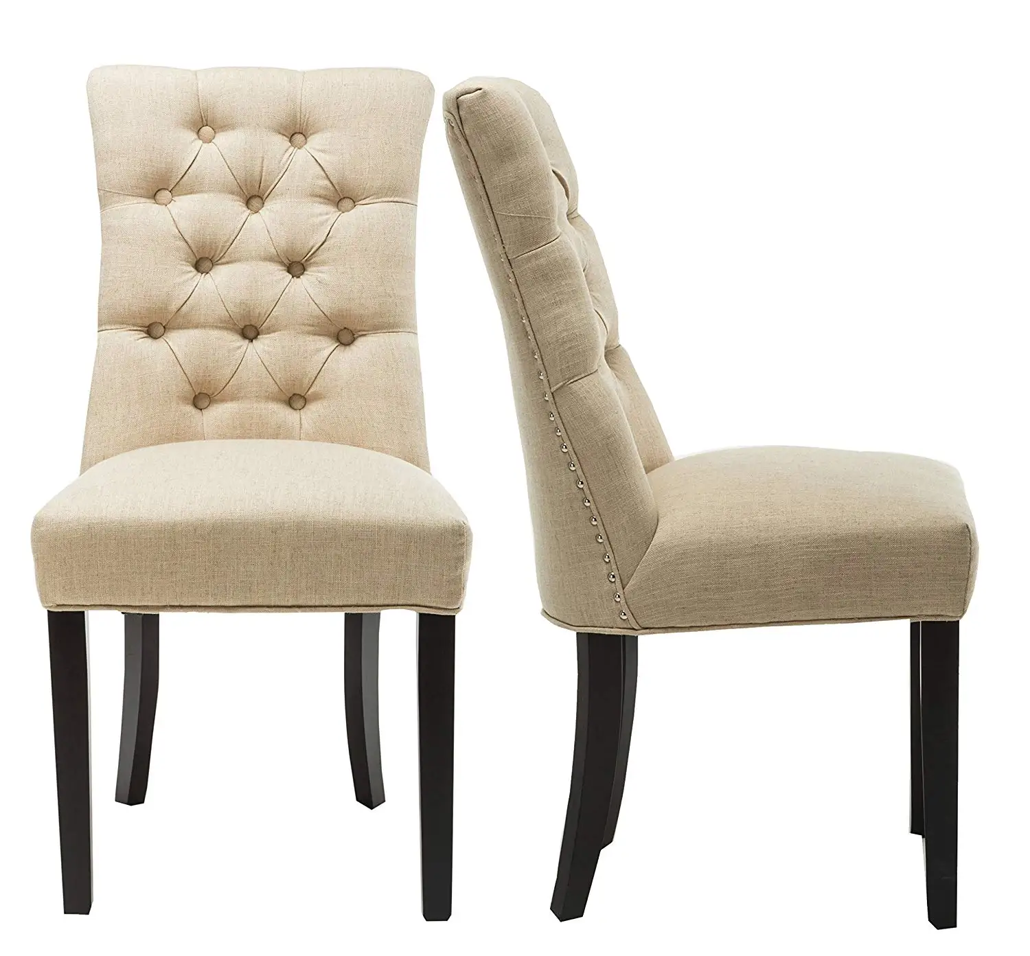 Buy Elegant Tufted Accent Dining Chairs Breathable Soft Fabric Sturdy