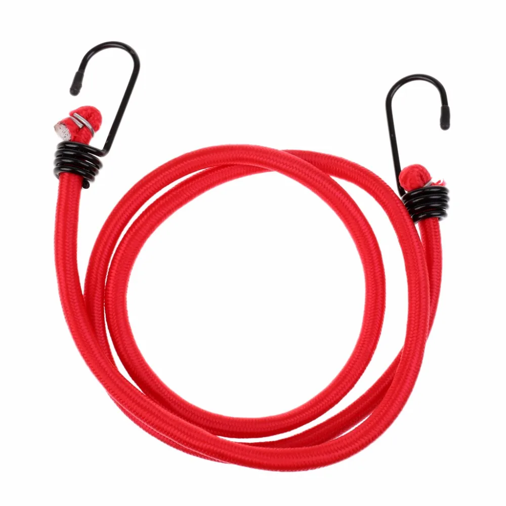 1.2m Bicycle Silicone Bungee Cords Metal Hooks Elastic Strap Rope For